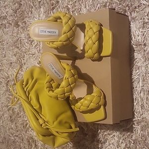 Brand new Steve Madden heels and bag combo in the color Citron